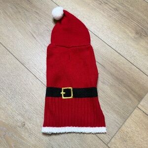 Festive Red Santa Hat with Belt Accent Dog Sweater Size XS